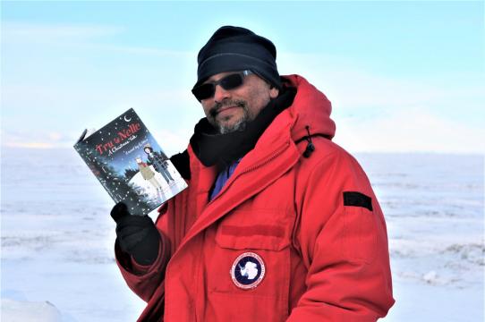 Greg Neri in Antarctica as part of a National Science Foundation grant for Artists and Writers