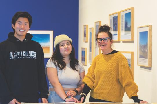 Matthew Kim, Camilla Alvarado, Rachel Nelson at the New IAS Gallery; photo by Erin Malsbury