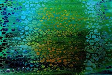 Juniper Harrower, collaborative painting performance with algae, 18 x 24"