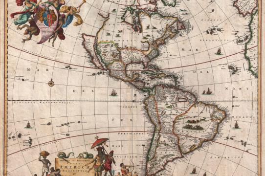 1658 Visscher Map of North America and South America, Geographicus