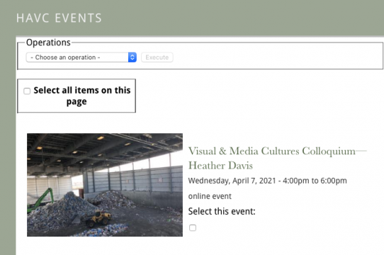 Screenshot showing how to export events